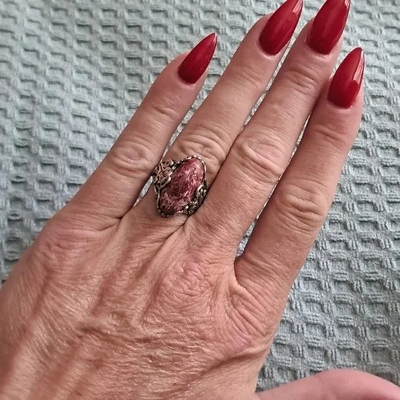 Norwegian Thulite Ring in Sterling Silver. - Picture 7 of 10